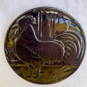 Frankoma 94TR Rooster Trivet in Black Onyx  6.25 in. Diameter